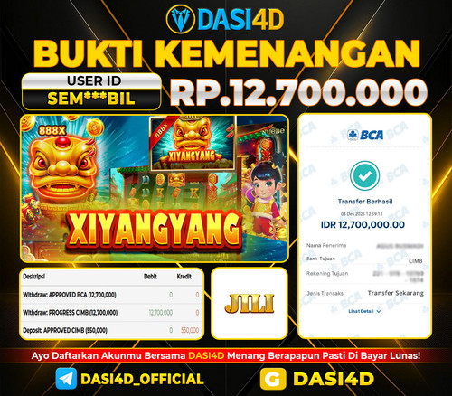 BUKTI KEMENANGAN 03 DECEMBER 2025 DI  XI YANG YANG RP.12.700.000