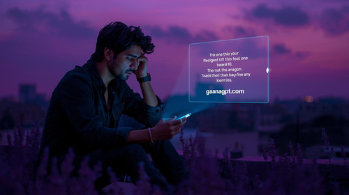 12. Romantic Bollywood actor writing a heartbreak song at a rooftop lavender setting, dark purple sk.jpg
