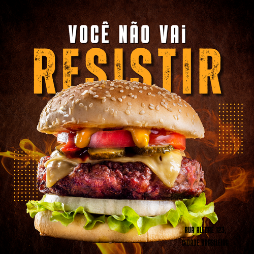 Post para instagram de hamburguer fast food chamativo vermelho amarelo e preto.png