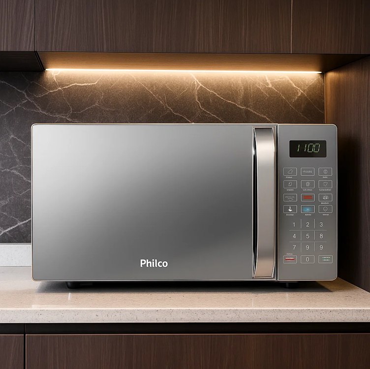 Micro-ondas Philco Pmo123 Capacidade 20 Litros 1100w Branco Espelhado Função Tira Odor