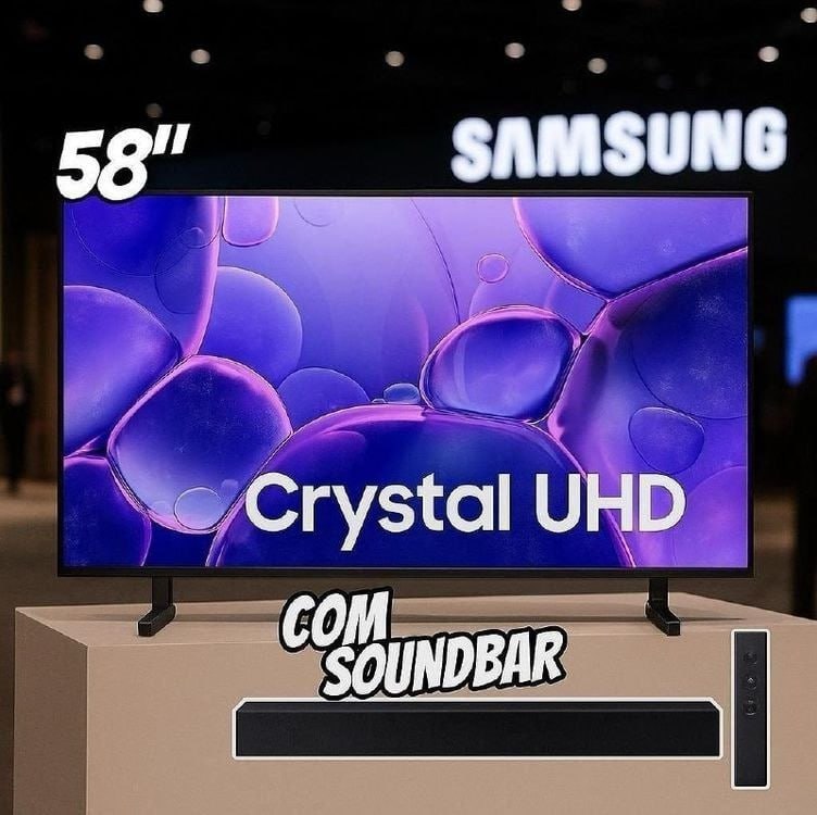 Samsung Smart TV 58″ Crystal UHD 4K U8500F 2025 + Soundbar Samsung HW-B400F