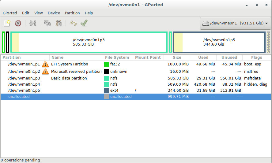 nvme0n1 partitions