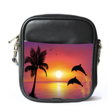 MiniSling0060 Mini Sling Bag Shoulder Bag Beautiful Sunset Dolphin Nature Editions.png