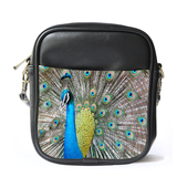 MiniSling0048 Mini Sling Bag Shoulder Bag Beautiful Blue Peacock Nature Animal Design.png