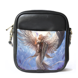 MiniSling0062 Mini Sling Bag Shoulder Bag Beautiful White Angel With Wings In Blue Sky.png