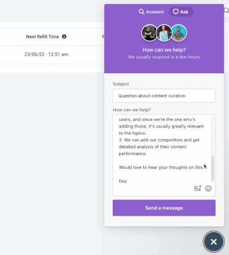 ContentStudio support chat not working.gif