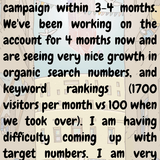 co 01041 a client is asking for target numbers involving organic keywords and traffic within few mon