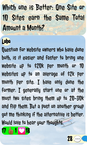 co 01129 which one is better one site or 10 sites earn the same total amount a month