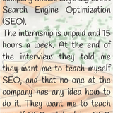 co 01293 a marketing company commanded an intern to teach seo for them for free