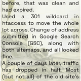 co 00291 how many weeks does it take a domain redirected to another old domain will be indexed norma