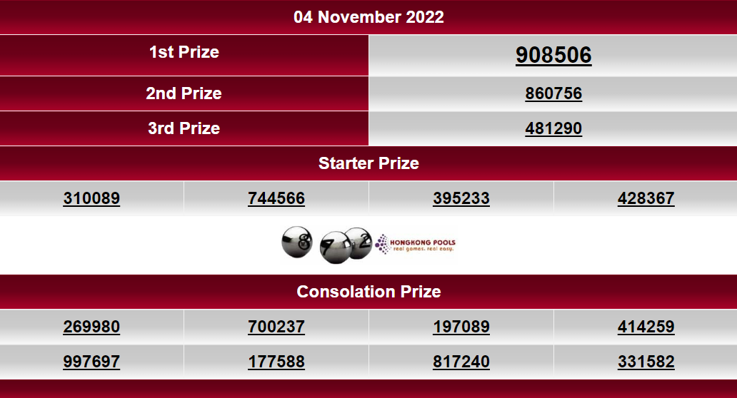 live draw HK 4 november 2022