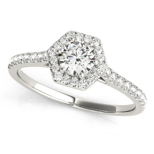 White gold Hexagonal Halo Round Diamond Pavé Band with Four Prong Setting.jpg