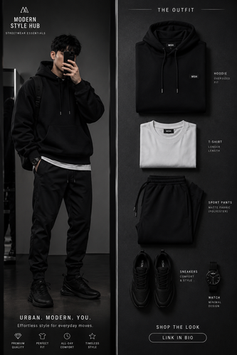 Modern monokróm streetwear lookbook.2