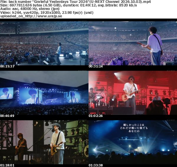 バックナンバー – back number urban live tour 2015 SPECIAL (スペースシャワーTV 2015.07.31)