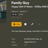 Family Guy S25E16 2160p HDR Ai Upscale Screenshot0 Mesc