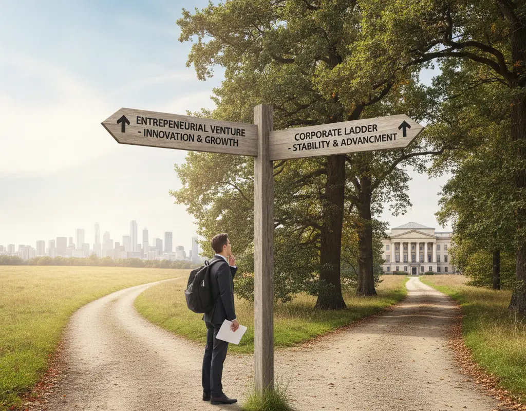 Career crossroads after a counteroffer rejection, showing decision points.