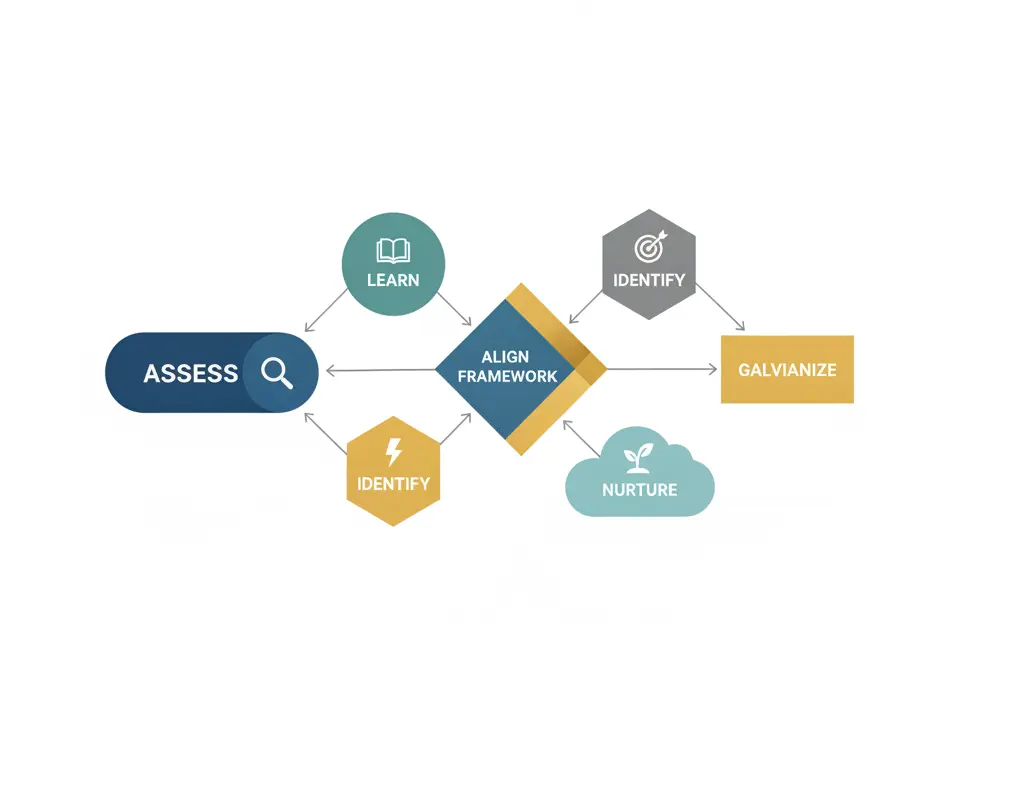 Diagram illustrating the ALIGN career goal setting framework steps
