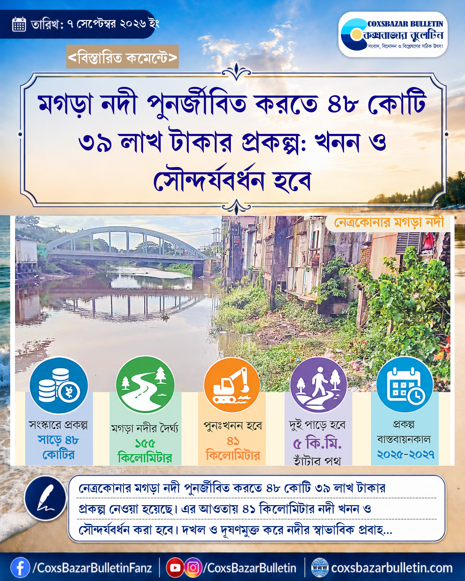 মগড়া নদী পুনর্জীবিত করতে ৪৮ কোটি ৩৯ লাখ টাকার প্রকল্প: খনন ও সৌন্দর্যবর্ধন হবে