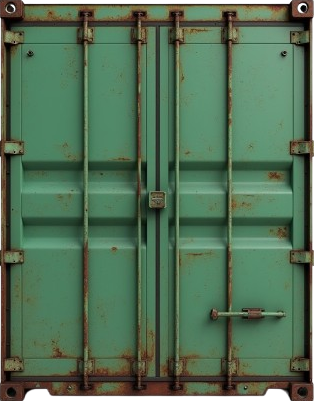 front plain view of a container colored in green and a bit rusted 6fuzr4x5bvqwgsjksy5r 2 removebg pr.png