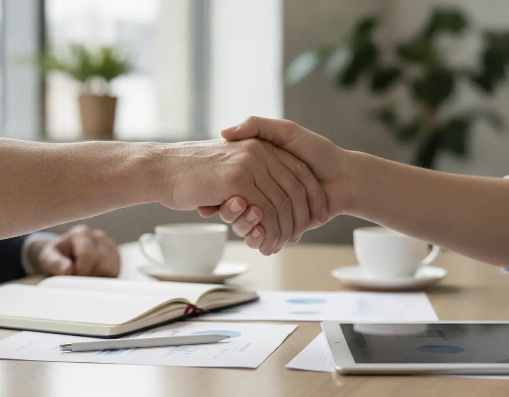 Hands shaking after a constructive feedback conversation.