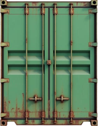 front plain view of a container colored in green and a bit rusted 6g7yb4l24pfn62zc82eg 0 removebg pr.png