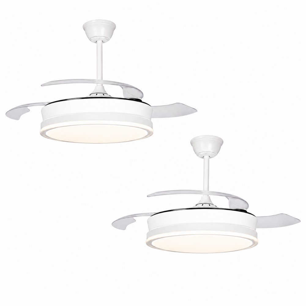 Pack de 2 ventiladores de techo blancos con luz LED