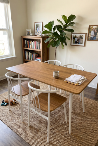 Torvi oak dining set from DHS with a warm tabletop and white frame.png