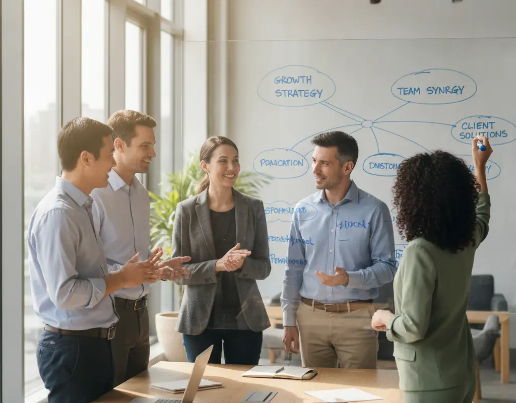 Mid-career professionals collaborating authentically to define their personal brand strategy.