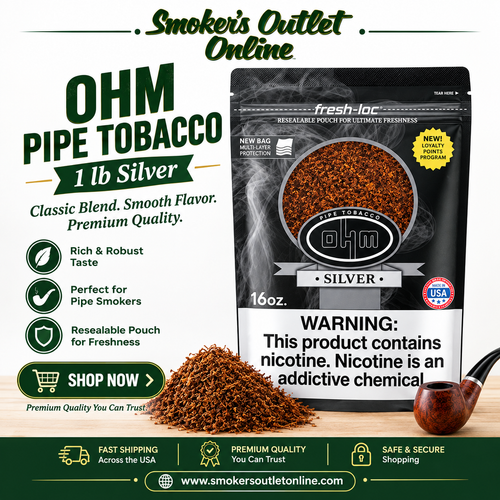Shop OHM Pipe Tobacco 1 lb Silver for Your Tobacco Collection.png