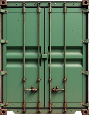 front plain view of a container colored in green and a bit rusted 0rqgpr7254i3fdvz2osa 2 removebg pr.png