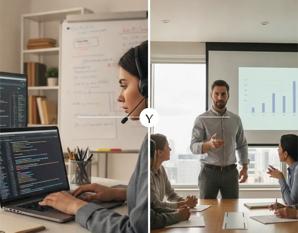 Visualizing the choice between learning hard skills versus soft skills for career development