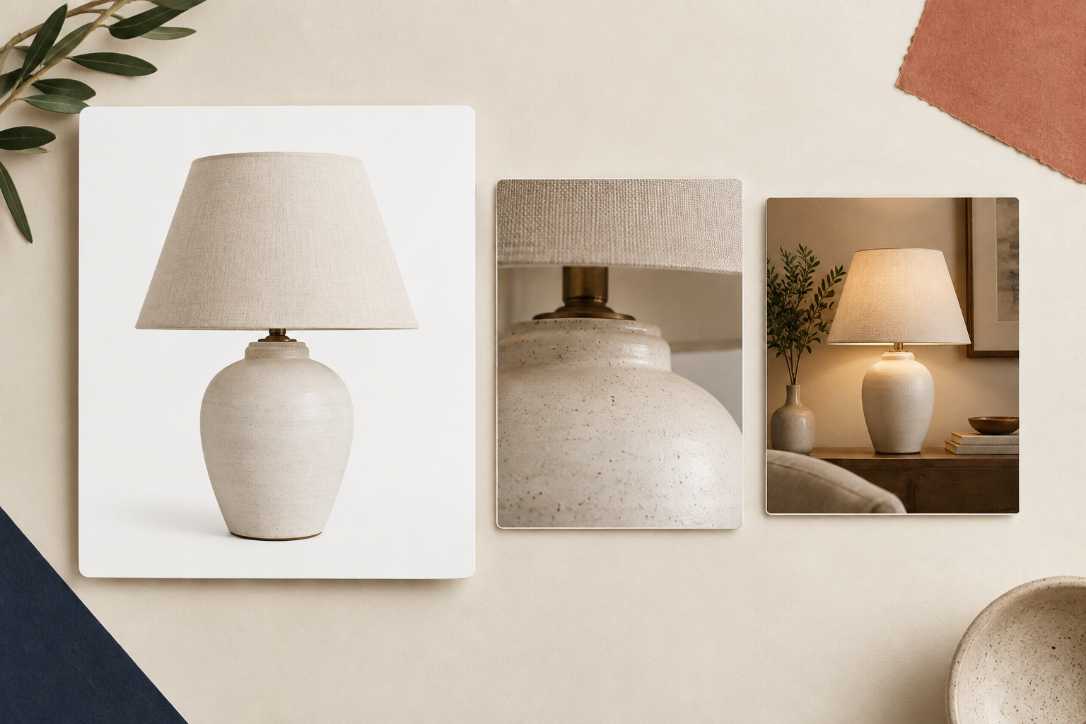 Three product-image roles: main product, detail, and lifestyle context
