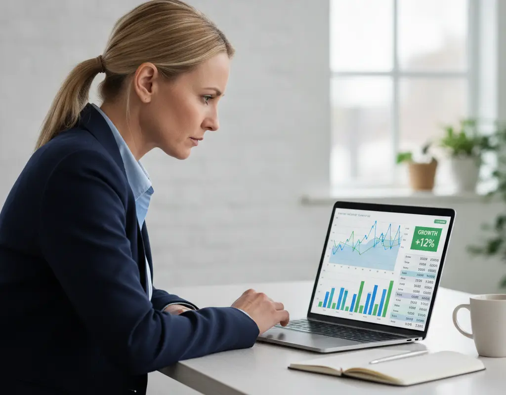 Mid-career professional researching salary data for negotiation