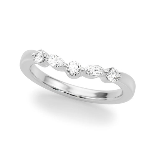White Gold Marquise and Round Diamond Half Eternity Band with Prong Setting.jpg