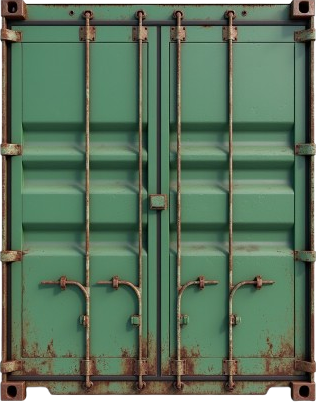 front plain view of a container colored in green and a bit rusted 93m5l7tjsz9migodmakp 3 removebg pr.png