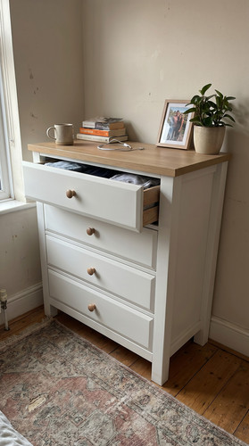 Simple Bedroom Storage That Keeps Things in Order - Dhs white chest of drawers 4 drawers.jpg