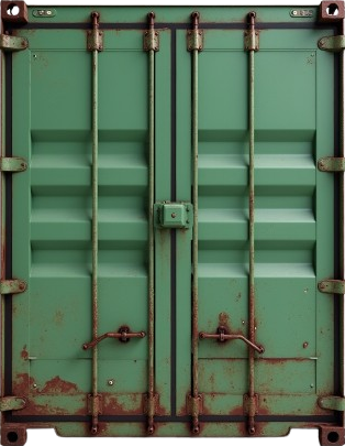front plain view of a container colored in green and a bit rusted 630kslx6ru3kj9ld5ix2 3 removebg pr.png