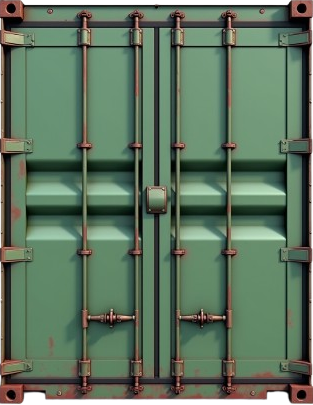 front plain view of a container colored in green and a bit rusted e9qj4viye29qkzk38z0h 0 removebg pr.png