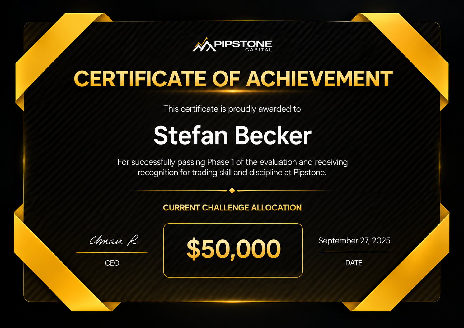 Challenge passing certificate