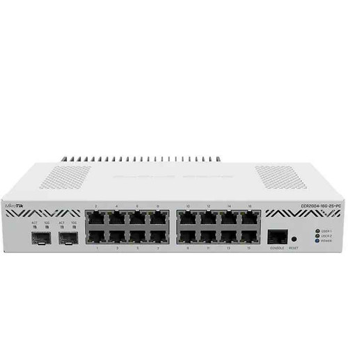 MikroTik CCR2004 16G 2SPC Ethernet Router front.jpg