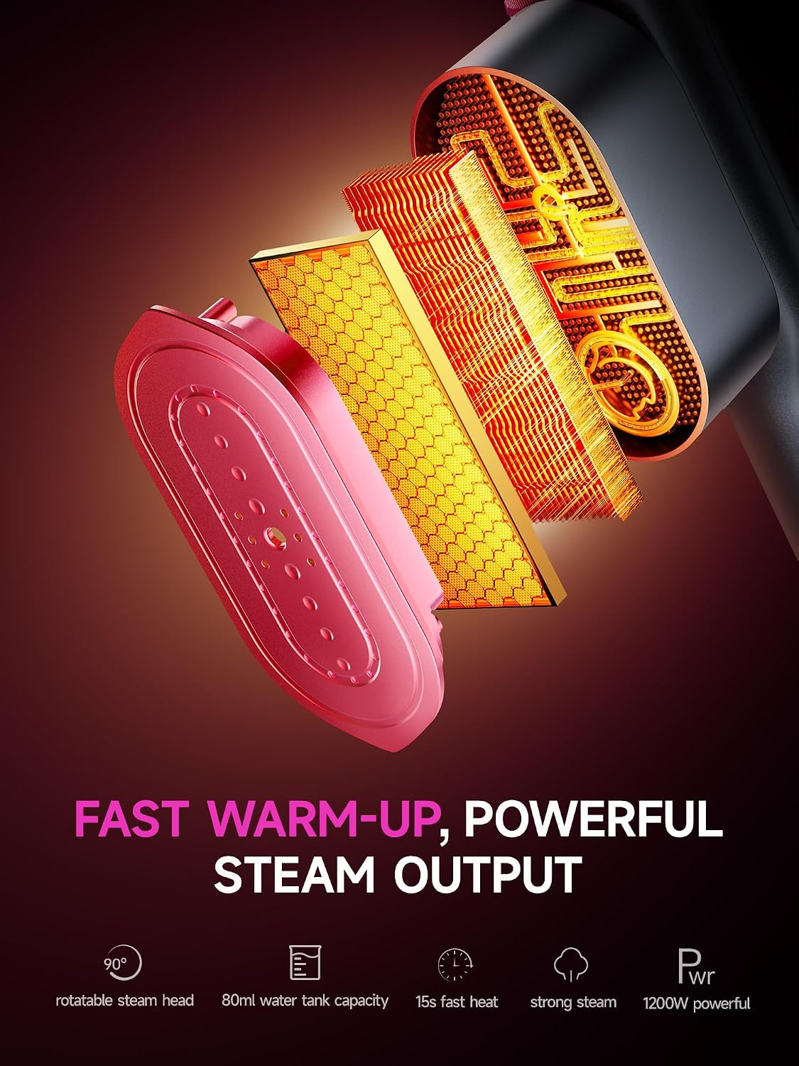 Fast warm-up, powerful steam