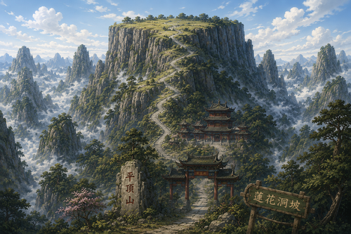Pingding Mountain and the Lotus Cave slope.png