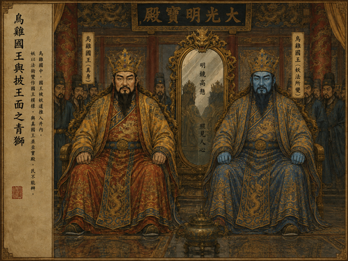 The King of Wuji and the blue lion who wore his face.png