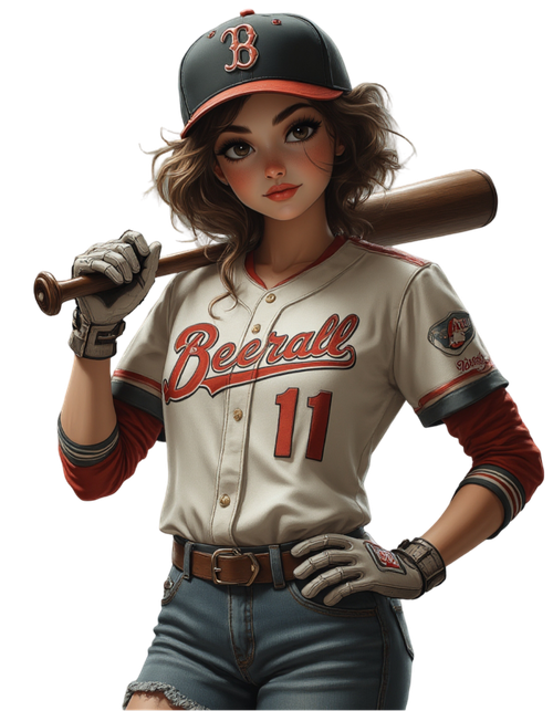 Andrea Brede Lotz A confident female baseball player stands with a b 510d5ae4 b2ae 4657 8e46 b336e93