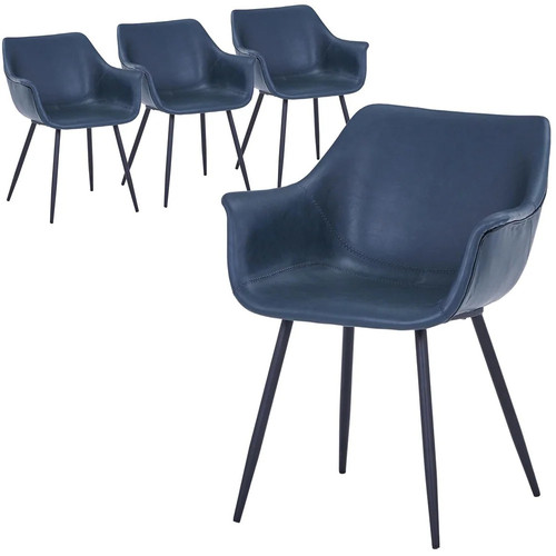 Markley (Set of 4) Modern Leather Upholstered Dining Chairs with Black Iron Legs Accent Armchair for.jpg