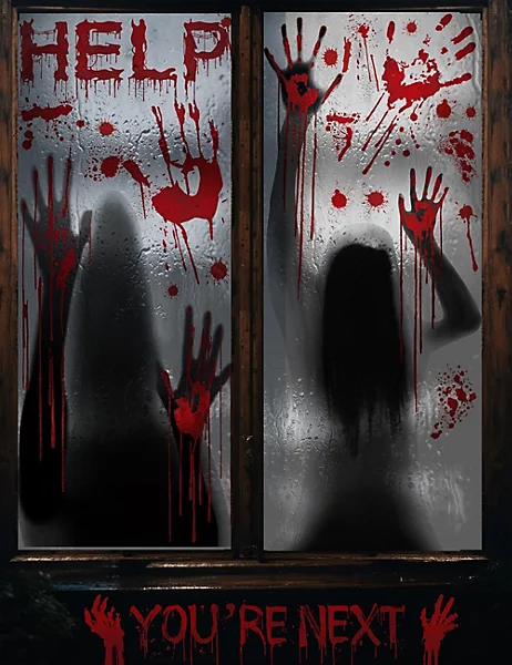11 sheets 202 pcs bloody halloween decorations set 2 giant spooky door cover 6 sheets horror window .webp