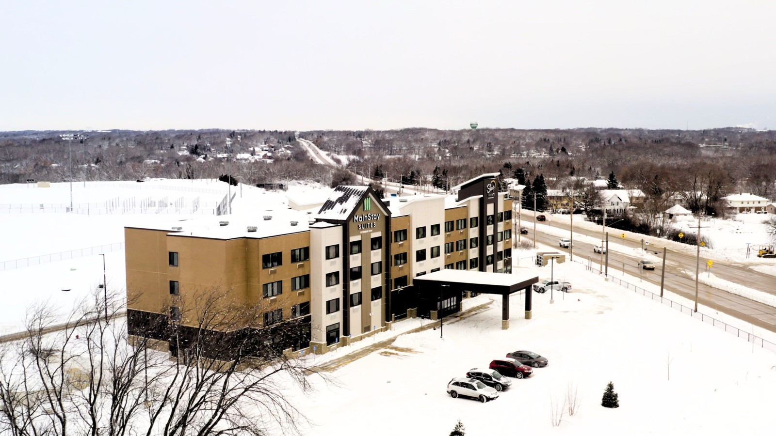 Completed MainStay Suites and Sleep Inn dual brand hotel in Franklin, Wisconsin