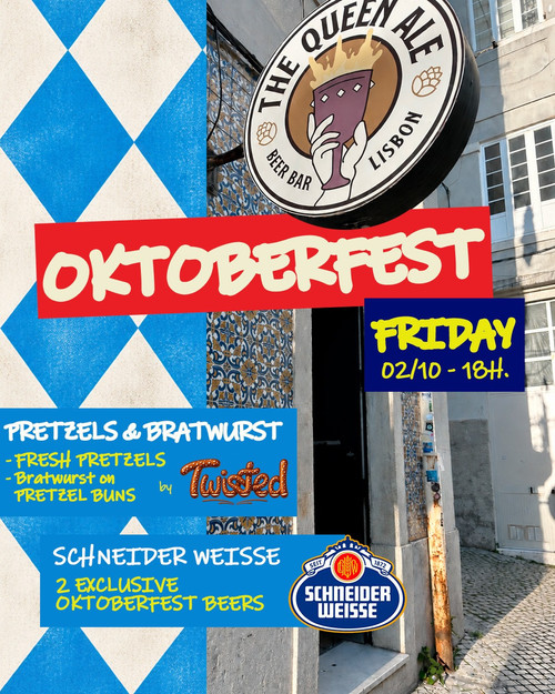 Cartaz do Oktoberfest em Lisboa na Queen Ale, bar de cerveja artesanal em Arroios
