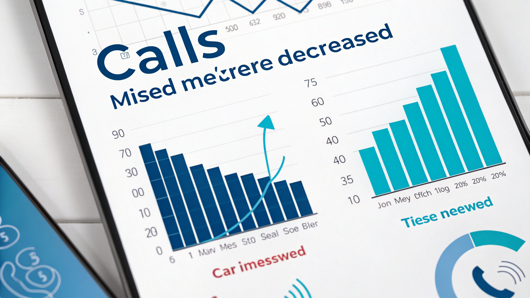 Chart concept showing missed calls falling and answered calls rising for Canadian businesses