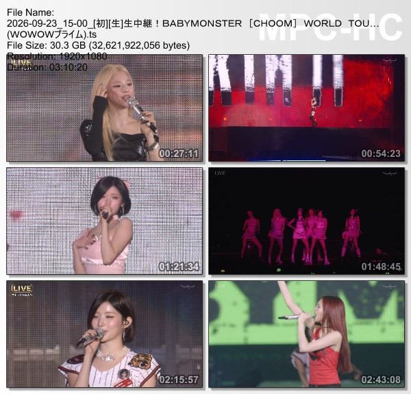 BABYMONSTER [CHOOM] WORLD TOUR 2026-27 IN JAPAN (WOWOW Prime 2026.09.23)